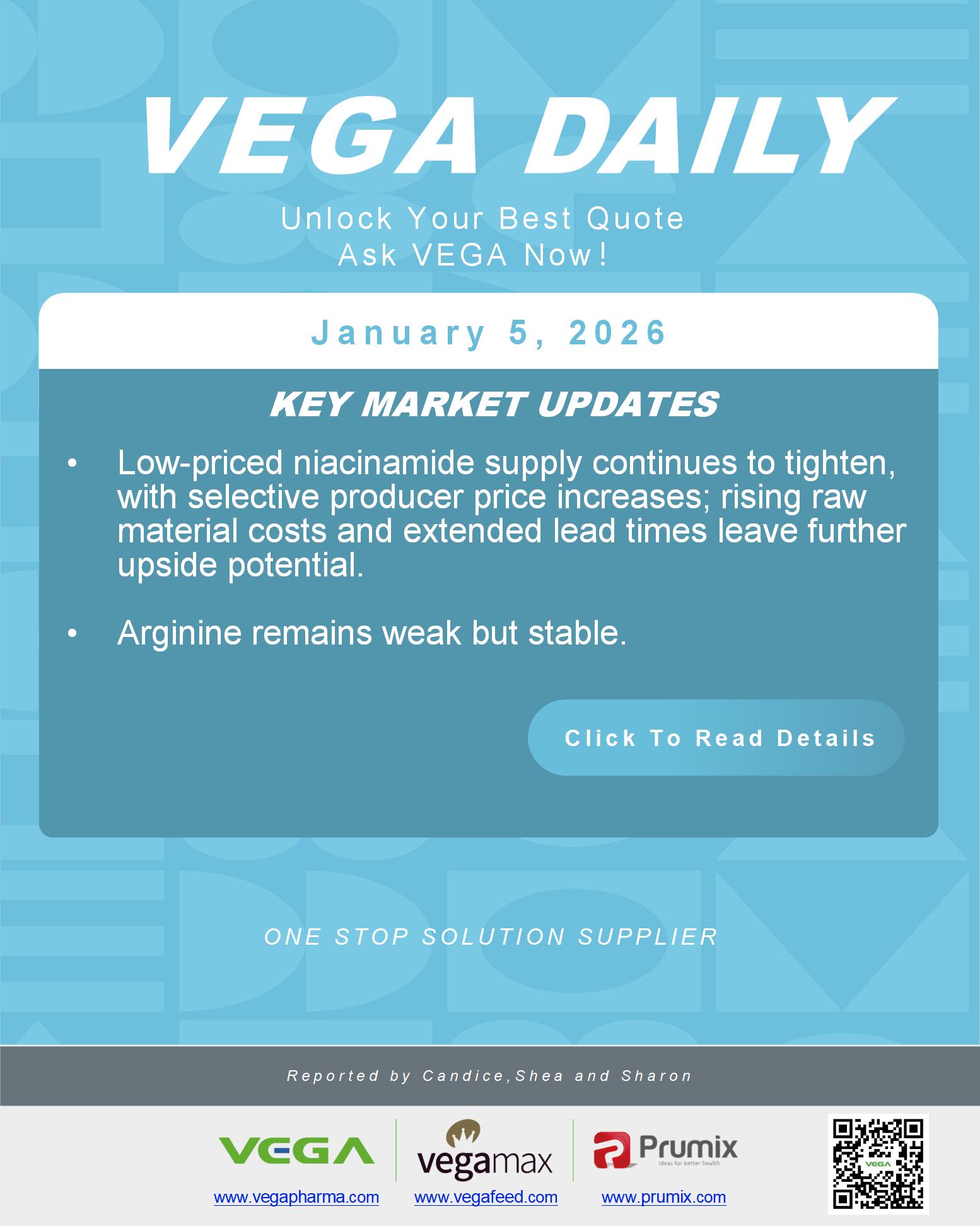 VEGA Daily Dated on January 5th 2026 Vitamin Amino Acid APl Food Additives.jpg